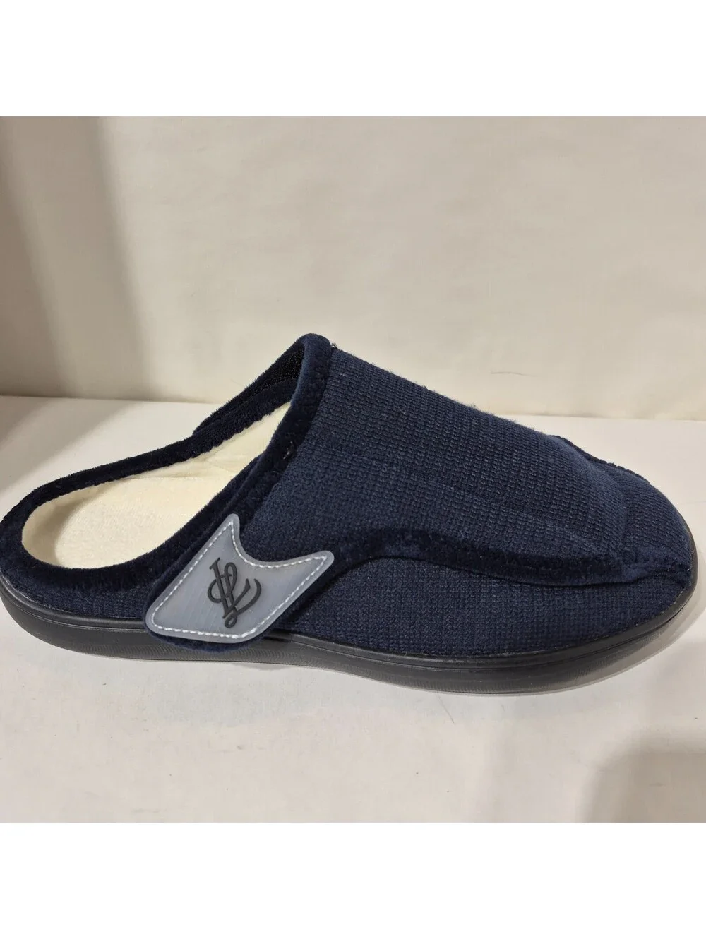 Men's Diabetic Slippers Rubber Sole Indoor Outdoor House Shoes Sz 9 Navy